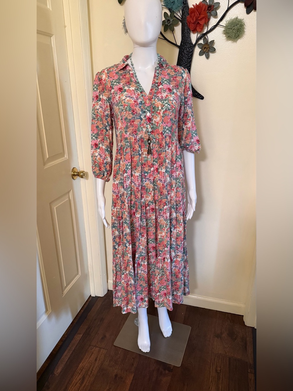 Floral Button-Front Midi Dress by Kate and Sam